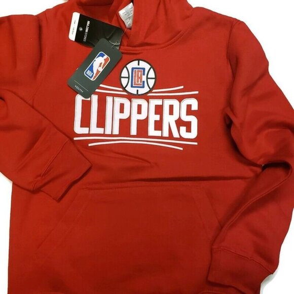 NBA Los Angeles Clippers Boys Size M (8/10) Youth Flux Pullover Hoodie Red - Picture 2 of 5
